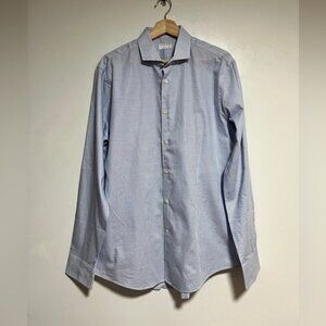 Tiger of Sweden Farrell 5 Slim Fit Dress Shirt 16.5 / 42 Blue Check Cotton